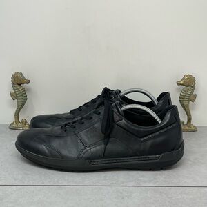 Ecco 1963 Men's Size 46 (12-12.5) Black Leather Lace-Up Low Top Sneakers Shoes